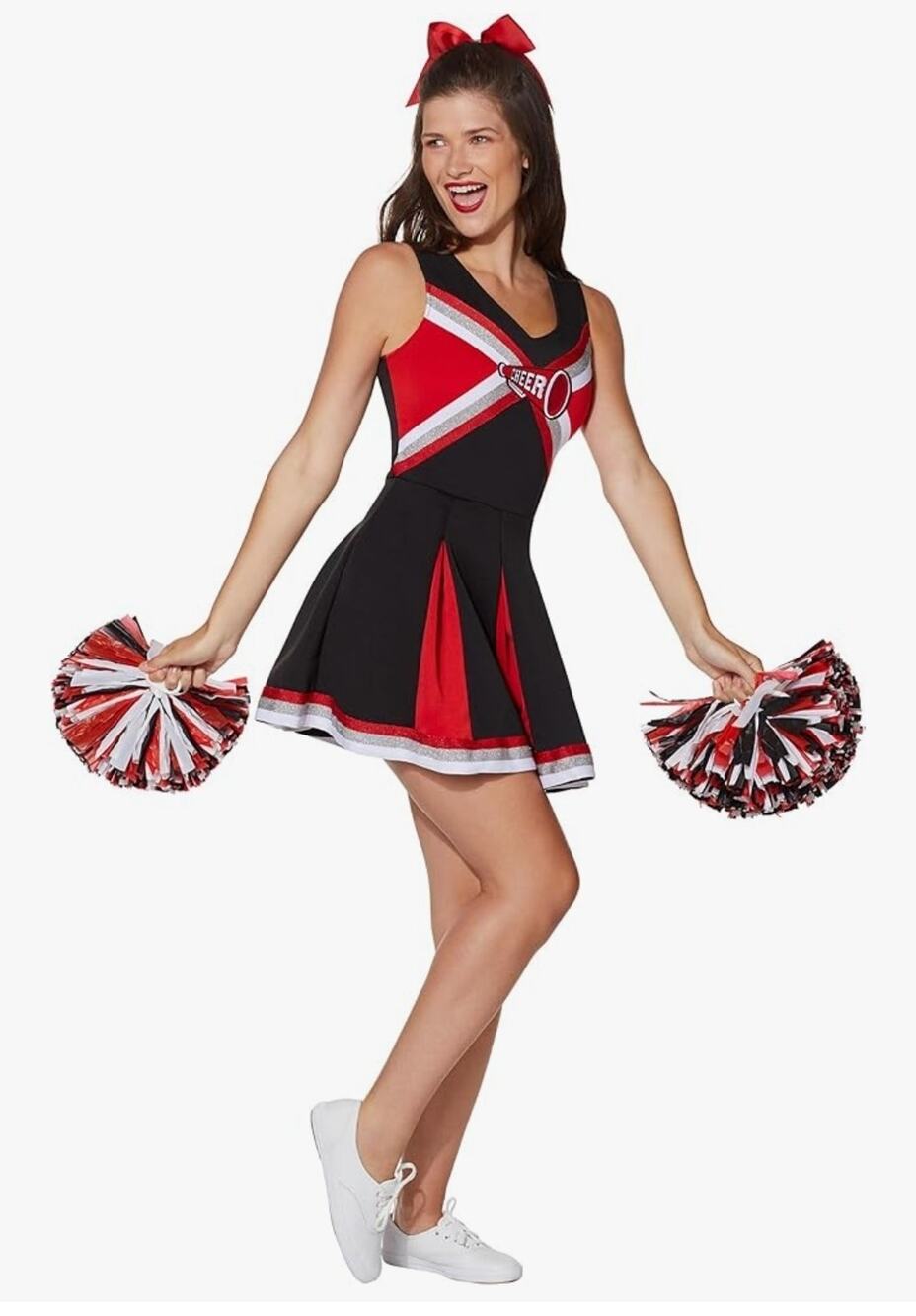 Spirit Halloween Adult Cheerleader Costume Size XL Black Red - Picture 1 of 10